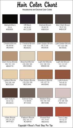 RGB and Hex Codes for different skin and hair tones | Art: General ... Corel Draw Design, Rgb Color Codes, Sims 3 Mods, Hex Color Palette, Hair Color Chart, Brown Color Palette, Pixel Drawing, Skin Color Palette, Hex Codes