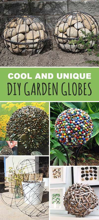 Put rocks in a round cage. Awesome outdoor decor idea! Super easy to do! Garden Gazing Balls Diy, Outdoor Garden Ornaments, Metal Tube Projects, Landscape Decor Garden Decorations, Diy Garden Balls, Trail Markers Ideas, Garden Globes Diy, Outdoor Garden Decor Ideas Diy Projects, Gazing Balls Garden Ideas