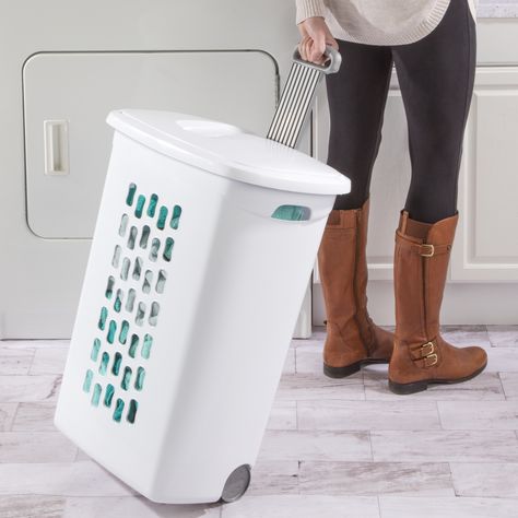 Sterilit, Ultra? Wheeled Hamper, Case of 3 - Walmart.com Laundry Basket On Wheels, Laundry Hamper With Lid, Collapsible Laundry Basket, Laundry Sorter, White Laundry, Laundry Mat, Dirty Clothes Basket, Clothes Hamper, Integrated Handles