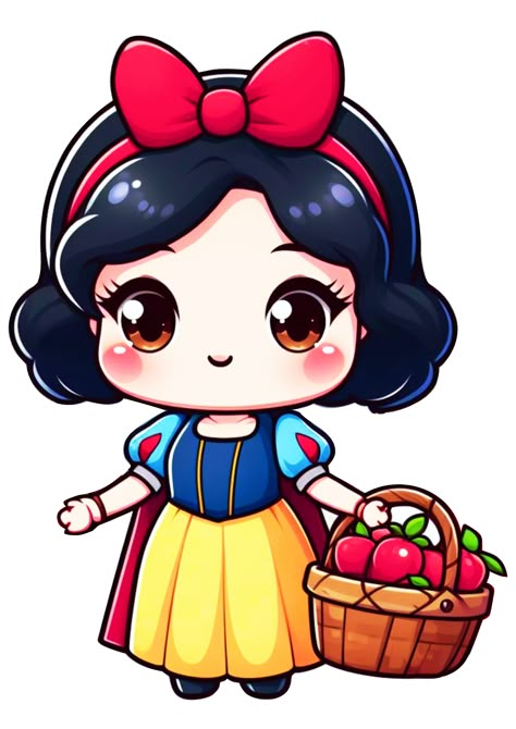 Chibi Snow White, Cute Princess Drawing, Chibi Disney Princess, Drawing Princess, Rapunzel Birthday Cake, Snow White Cartoon, Pie Drawing, Baby Snow White, Chibi Disney