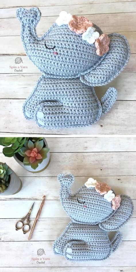 Crochet Elephant Pattern Free, Sewing Crafts Ideas, Flat Crochet, Draps Design, Elephant Amigurumi, Crochet Elephant Pattern, Crochet Applique Patterns Free, Elephant Applique, Flat Pattern