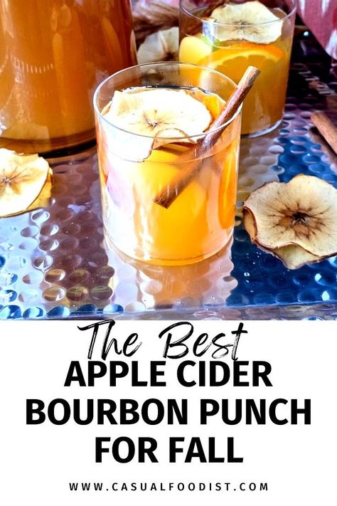 You've got to try the best Apple Cider Bourbon Punch, perfect for Thanksgiving! This quick and easy Apple Cider Bourbon Punch is a delicious big batch cocktail for any autumn party. Easy to make this apple cider punch with bourbon is the perfect drink for a crowd for harvest parties, game day, Halloween and any fall party. The best recipe for Apple Cider Bourbon Punch. www.casualfoodist.com Drink For A Crowd, Cider Bourbon Cocktail, Apple Cider Bourbon, Bourbon Punch, Cider Punch, Apple Cider Punch, Best Apple Cider, Apple Cider Cocktail, Fall Fun Food