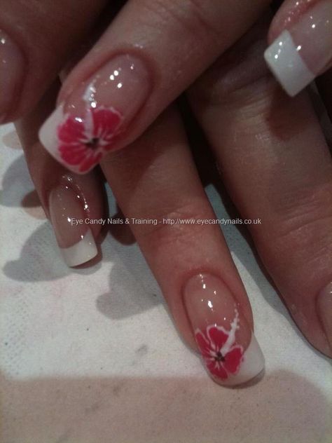 Pretty flower Hibiscus Nail Art, Hand Nail Art, Nails Training, Candy Nails, Gel Nail Extensions, Pink Hibiscus, Get Nails, Hibiscus Flower, Dream Nails