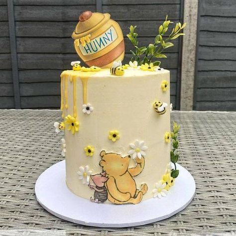 Whinny The Pooh Cakes, Pooh Cakes Ideas, Winnie The Pooh Single Tier Cake, Classic Pooh Birthday Cake, Winnie The Pooh 2nd Birthday Cake, Vintage Winnie The Pooh Cake Ideas, Pooh Bear Cake Ideas, Winnie The Pooh Birthday Cake Ideas, Whinney Pooh Cake