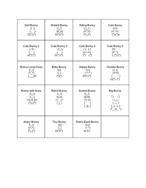 ASCII Bunnies - wikiHow Emoji Typing On Keyboard, How To Make A Bunny In Text Messages, Cute Keyboard Characters, How To Make Emoji With Keyboard, How To Make A Bunny In Text, Keyboard Emoji Symbols, Bunny Keyboard, Types Of Bunnies, Text Message Art