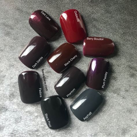 Cnd Shellac Autumn Nails, Red Dip Nail Colors, Cnd Nail Colors, Cnd Shellac Colors Winter, Black Cherry Nails, Cnd Shellac Colors, Cnd Nail Polish, Shellac Nails Fall, Shellac Nail Colors