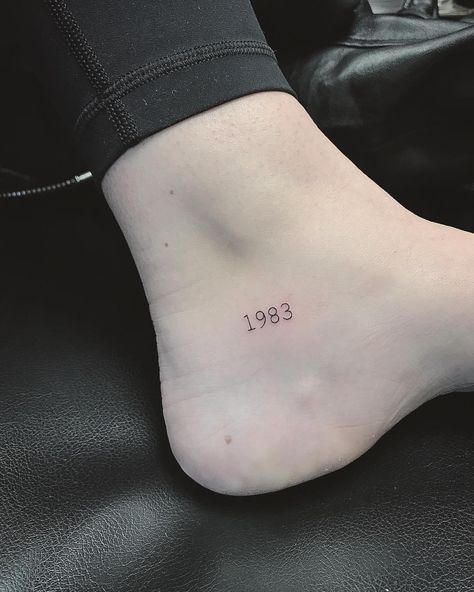 ✏️ #1983 #number #numbers #singleneedle #singleneedletattoo #fineline #finelinetattoo #therecanbeonlyoneneedle Numbers On Ankle Tattoo, Dainty Number Tattoo Fonts, Single Needle Number Tattoo, Apartment Number Tattoo, Fineline Number Tattoo, Fine Line Tattoo Numbers, Ankle Number Tattoo, Number Tattoo Ankle, Cursive Numbers Tattoo