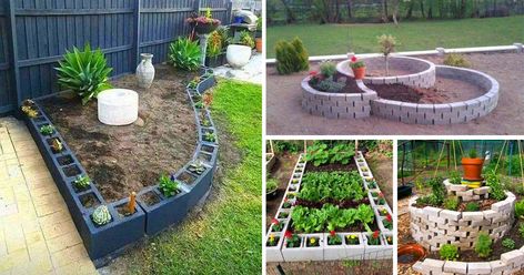 DHI Garden Ideas Small Garden Bed Ideas, Cinder Block Garden, Diy Garden Bed, Building Raised Garden Beds, Building A Raised Garden, Garden Edging, Small Garden Design, Backyard Projects, Garden Bed