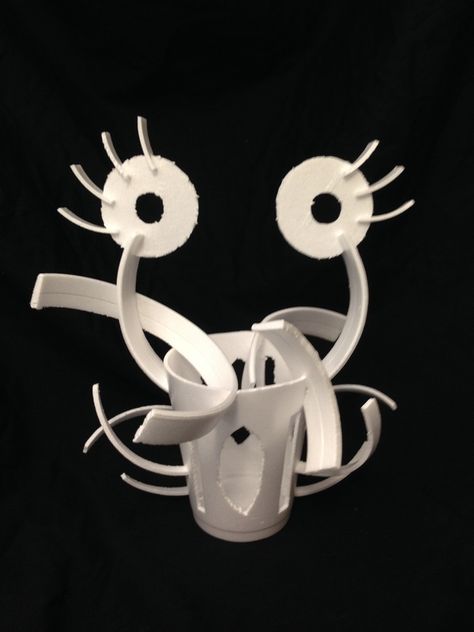 Student Sculpture Projects, 3d Sculpture Ideas High Schools, Sculpture Art Projects For Middle School, Styrofoam Cup Sculpture, Tinfoil Sculpture Art Lesson, Cup Sculpture, 3rd Grade Sculpture Art Lesson, Paper Sculpting, Insect Art Projects