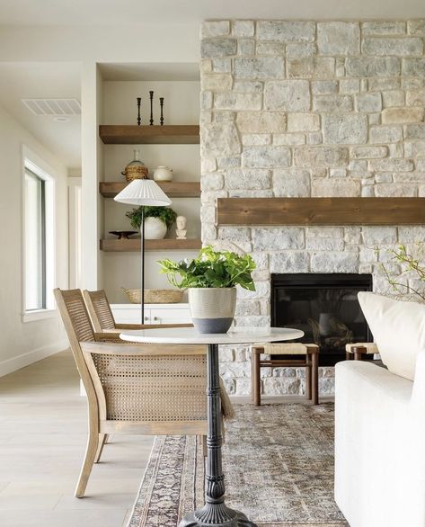 Neutral Fireplace, Off White Paint Colors, Laundry Room Paint Color, Laundry Room Paint, Eldorado Stone, White Oak Hardwood Floors, Bathroom Paint Colors, Sherwin Williams Paint Colors, Cabinet Style