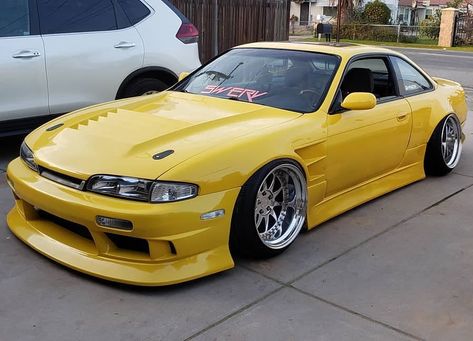 Mellow Yellow 💛⚡ @vuez14 . . . . . #schassis #nissan #enjuku #enjukuracing #rps13 #s13 #s14 #s15 #silvia #240sx #200sx #180sx #zenki #kouki… S14 Zenki Wallpaper, Zenki S14, S14 Zenki, Jdm Culture, S15 Silvia, Cars Nissan, Car Pink, Nissan Skyline R33, Nissan 180sx