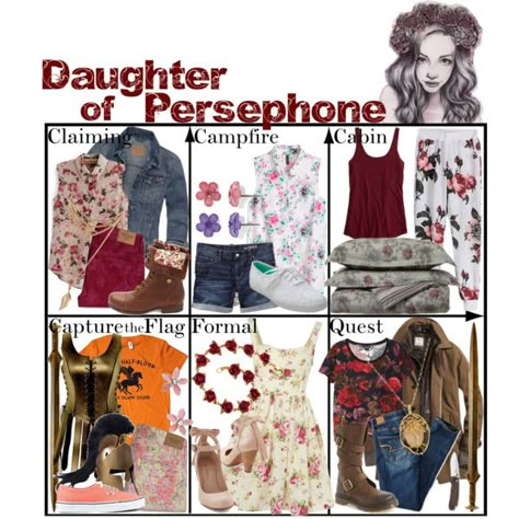 Persephone Outfit Inspiration, Daughter Of Persephone Outfit, Persephone Clothes, Dreamer Outfits, Persephone Aesthetic Outfit, Persephone Cabin, Haikyuu Outfits, Persephone Outfit, Daughter Of Persephone