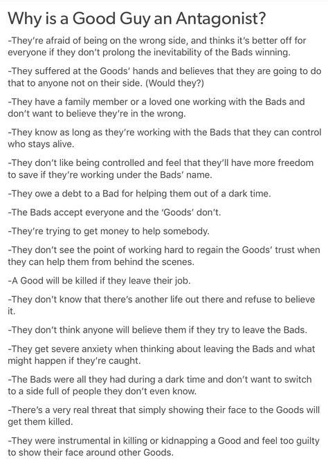 Writing Evil Characters, Good Villain Motives, Villain Reasons, Antagonist X Protagonist Writing Prompts, Writing A Protagonist, How To Write A Villain Main Character, Villain Motives Writing, Villain Motives Prompts, Side Character Ideas