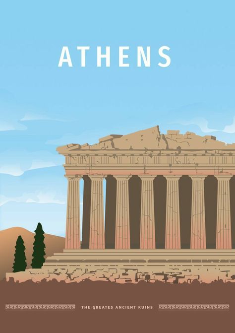 Athens Temple, Greece Print, Vintage Wall Art Prints, Poster Sport, Greece Beach, Athens Acropolis, Poster Art Print, Vintage Poster Art, Poster Retro