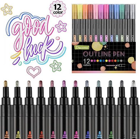 Outline Pens Art, Outline Markers, Markers For Drawing, Posters Painting, Metallic Markers, Painting Journal, Diy Art Crafts, Walpaper Hello Kitty, Sharpie Markers