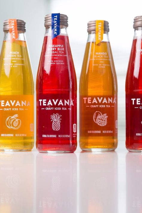 Starbucks has released bottled, ready-to-drink iced teas in four new Teavana flavors: Pineapple Berry Blue Herbal Tea, Peach Green Tea, Passion Tango Herbal Tea, and Mango Black Tea. Iced Tea Brands, Teavana Tea, Mango Green Tea, Starbucks Bottles, Starbucks Tea, Mango Tea, Peach Green Tea, Drinks Packaging, Tea Labels