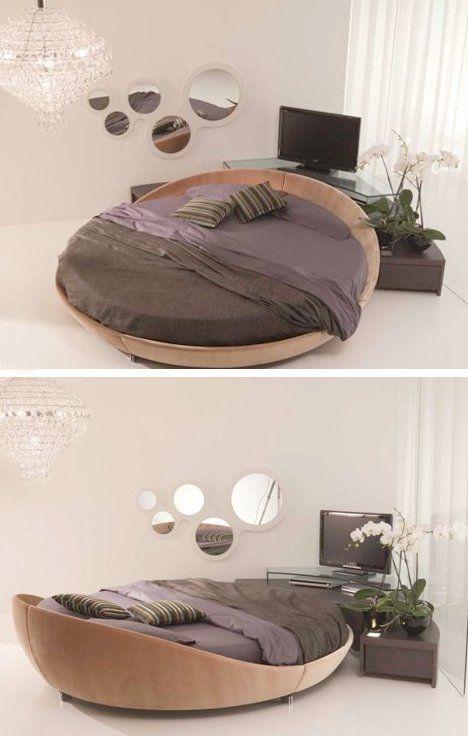 Round Beds, Round Mattresses & Round Sleeper Sofas Round Bed Sheets, Circular Bed Frames, Circle Bedframe, Round Bed Designs, Circular Bed, Round Mattress, Circle Bed, Silk Bed Sheets, Round Bed