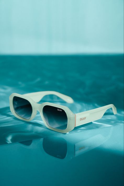 As seen in your sunglasses rotation 🕶️ ft. HYPED UP in a new MINT color #FINDYOURQUAYS Sunglass Photography Ideas, Sunglasses Product Shoot, Glasses Product Photography, Sunglasses Product Photography, Sunglasses Ads, Sunglasses Background, Sunglass Photography, Optician Marketing, Sunglass Photoshoot