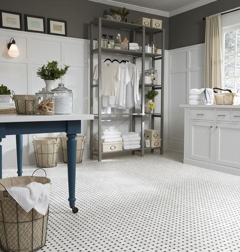 Mannington Luxury Vinyl Tile. Style: Lattice,         Color: Elderberry Art Deco Layout, Luxury Vinyl Sheet Flooring, Vinyl Sheet Flooring, Vintage Laundry Room, Sheet Vinyl Flooring, Vintage Laundry, Layout Design Inspiration, This Old House, Luxury Sheets