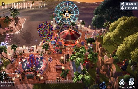 Disney Dreamlight Valley Decorating Inspiration Boardwalk Design, Dreamland Ideas, Disney House Ideas, Disney Island, Bioshock Art, Beach Disney, Valley Game, Disney Dreamlight Valley, Valley Landscape