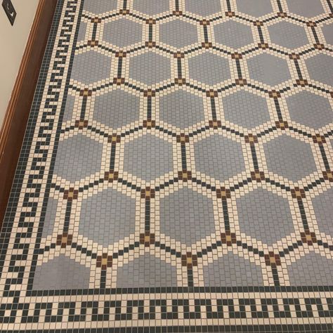 American Restoration Tile | 1" Hexagon Shop Pictures Historic Tile, Entryway Tile, Entry Tile, Entryway Flooring, Penny Tile, Mosaic Floor Tile, Tile Color, Patterned Floor Tiles, Tile Mosaic