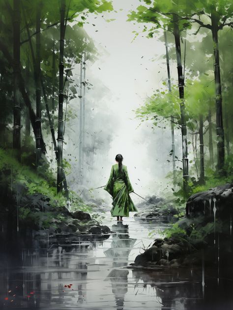 Korean Painting Traditional, Korean Landscape Painting, Chinese Forest, Korean Tattoo, Landscape Painting Watercolor, Chinese Ink Painting, Yin Yang Art, Traditional Chinese Art, Korean Painting