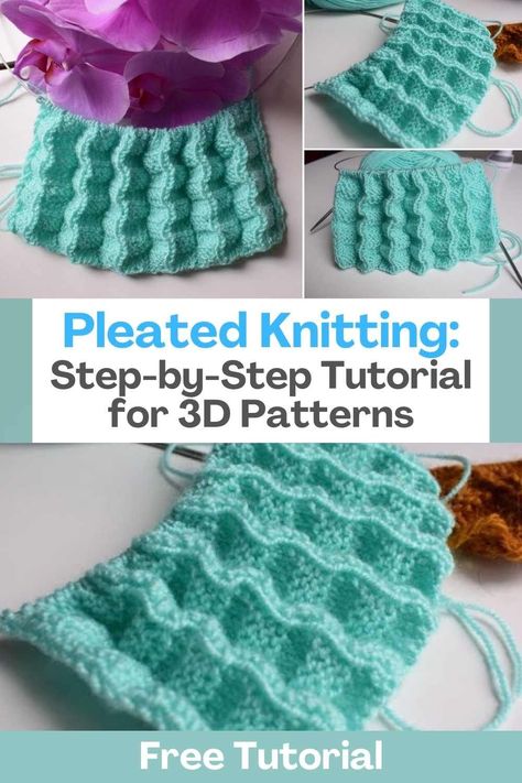 In this video, will guide you through the fascinating world of pleated knitting and teach you how to create a double-sided 3D knit pattern.Pleated knitting, also known as tricot plisado, is a technique that adds texture, depth, and visual interest to your knitted fabric. By incorporating pleats into your knitting, you can achieve stunning three-dimensional effects that elevate your projects to a whole new level.In addition to pleats, will explore the realm of double-sided knitting... 3d Knitting Patterns, Double Sided Knitting Patterns Free, Knitting Pleats, Knitted Pleats, 3d Knitting, Pleated Knit, Basketweave Stitch, Knit Stitches, How To Start Knitting