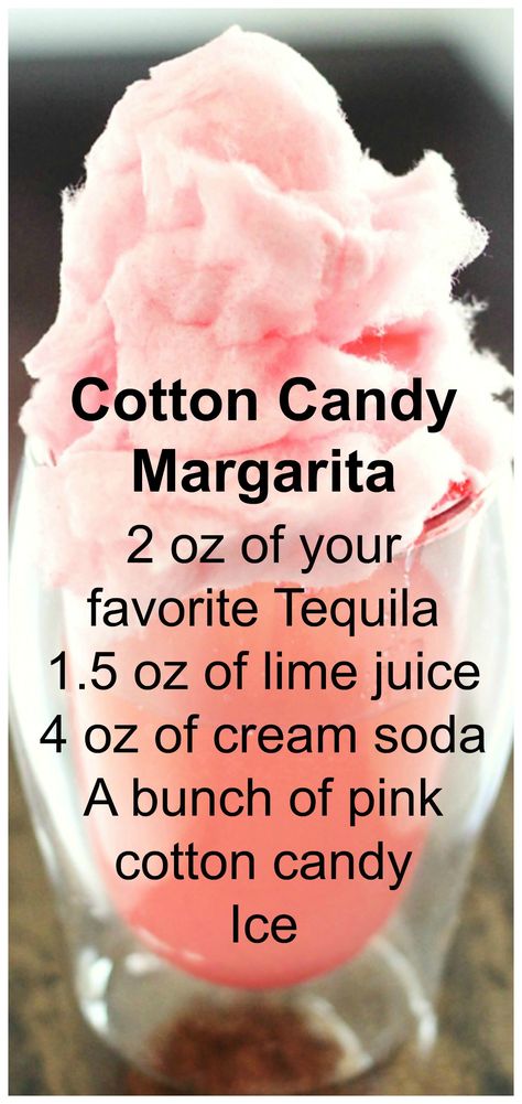 Cotton Candy Margarita, Cotton Candy Drinks, Cotton Candy Cocktail, Candy Cocktails, Candy Drinks, Mixed Drinks Alcohol, Yummy Alcoholic Drinks, Liquor Drinks, Boozy Drinks