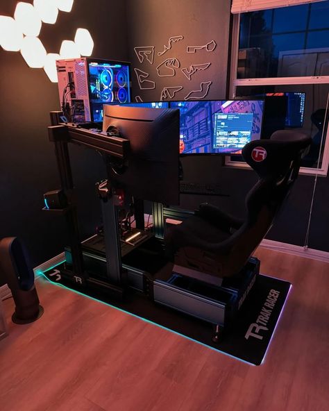 Race Simulator Room, Racing Simulator Room, Racing Room, Simulator Room, Game Setup, Instagram Wall, Racing Simulator, Room Redesign, Boy Toys