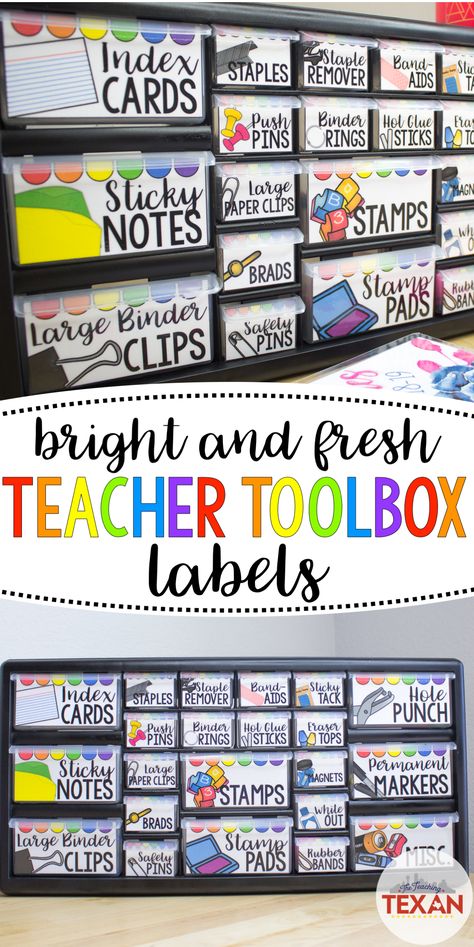 A Fresh and Bright Teacher Toolbox DIY Teacher Toolbox Labels, Teachers Toolbox, Class Organization, Teachers Diy, Classroom Organisation, Task Boxes, Teacher Toolbox, New Classroom, Teacher Organization