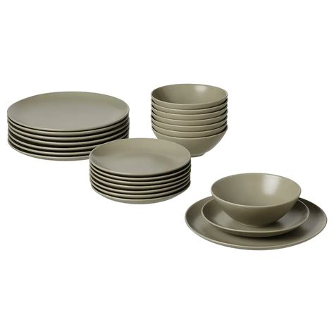 FÄRGKLAR 24-piece dinnerware set, matte green - IKEA Pink Dishes, Matte Green, Plastic Ware, Pink Kitchen, Love Eat, Fun Dinners, Buy Coffee, Beautiful Dishes, Food Culture