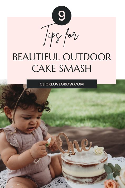 9 Tips for Beautiful Outdoor Cake Smash Photos Backyard Cake Smash, Diy Smash Cake Photoshoot Outdoor, Smash Cake Outdoor Photos, 1st Birthday Smash Cake Photoshoot Outdoor, 1 Year Photoshoot Ideas Outside, Diy Cake Smash Photoshoot Outdoor, Outside Cake Smash Photoshoot, Outdoor Cake Smash Boy, Outdoor Smash Cake Photoshoot