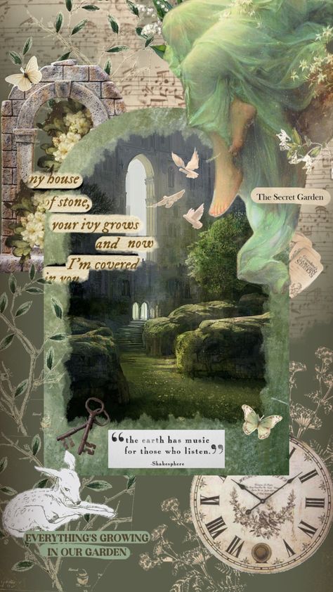 #thesecretgarden #gradens #green #nature #flowers #quotes #aesthetic #wallpaper Secret Garden Aesthetic Wallpaper, Secret Garden Wallpaper, Quotes Aesthetic Wallpaper, Vintage Paper Printable, Dream Diary, Flowers Quotes, Pink Wallpaper Backgrounds, Collage Art Projects, Garden Wallpaper