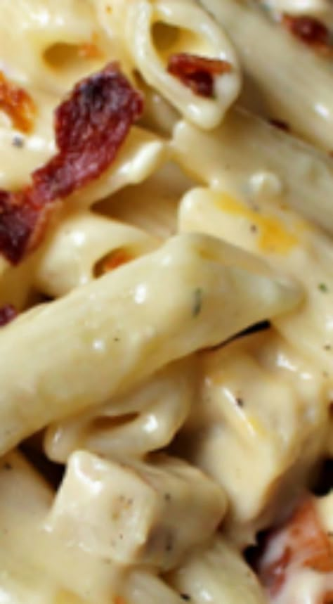 Chicken Bacon Ranch Pasta Recipe ~ A winner! Cheddar Bacon Ranch Chicken Pasta, Chicken Bacon Ranch Noodles, Shredded Chicken Pasta Recipes Easy, Cheddar Bacon Ranch Pasta, Pasta Food Recipes, Bacon Ranch Pasta, Chicken Bacon Ranch Pasta, Ranch Pasta, Bacon And Cheese