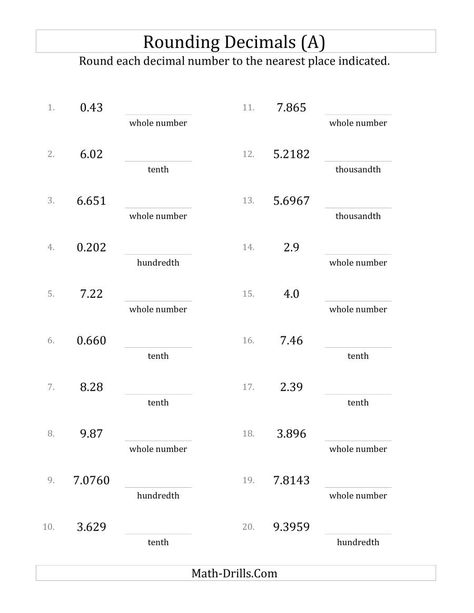 Place Worksheet, Rounding Decimals Worksheet, Decimal Practice, Rounding Worksheets, Decimal Multiplication, Decimals Addition, Rounding Decimals, Comparing Decimals, Adding Decimals