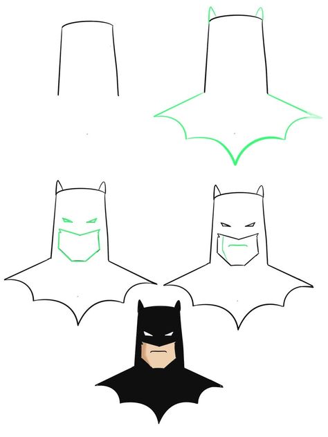 Drawing Batman Easy, Batman Doodle Easy, Batman Graffiti Art, Batman Sketch Easy, Easy Stuff To Draw Step By Step, Batman Tutorial, Batman Canvas Painting, Easy Cartoon Drawings Step By Step, Batman Drawing Easy