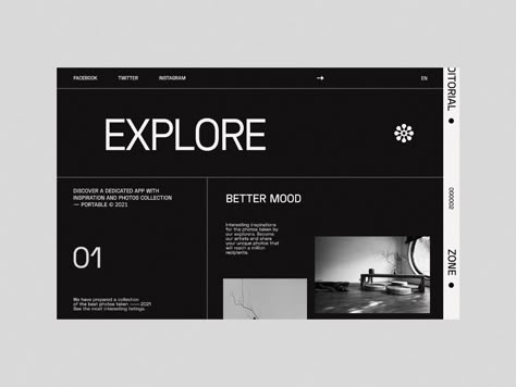 Monochrome Website Design, Black And White Website, Black Layout, Web Design Black, Black Website, Minimalist Web Design, Website Concept, Web Portfolio, Portfolio Design Layout