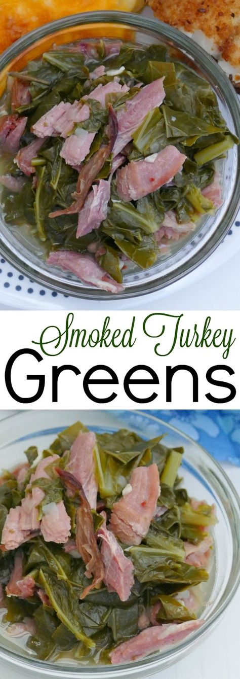 Collard or Turnip Greens with Smoked Turkey Leg Collard Greens Recipe Soul Food, Greens With Smoked Turkey, Greens Recipe Soul Food, Southern Style Collard Greens, Southern Collard Greens, Turkey Leg Recipes, Smoked Turkey Legs, Creole Food, Collard Greens Recipe