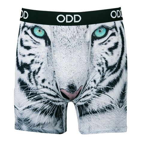 Odd Sox, Bengal Tiger, Men's Fun Boxer Brief Underwear, Medium. Odd Sox men's boxer briefs come with a unique Bengal theme print. This nature-inspired themed underwear is ideal for those who enjoy funky patterns in their innerwear too. The fun-themed boxers are about actual performance too. A special fabric blend ensures you get unrestricted movement when you are traveling or need to run around. The flexible, stretchy briefs are comfortable enough to be worn all-day long without worrying about i Funky Patterns, Apparel Merchandising, Bengal Tiger, Crazy Socks, Holiday Shirts, Boxer Briefs, Mens Socks, Nature Inspired, Briefs