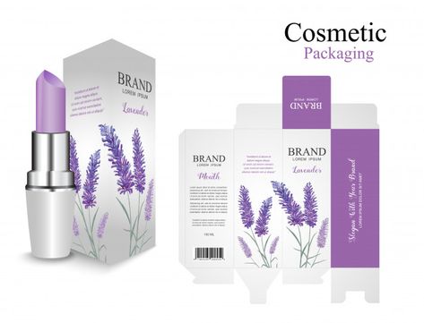 Lavender Packaging Design, Lipstick Design, Luxury Box Packaging, Set Packaging, Cosmetic Creative, Trifold Brochure Design, Adobe Illustrator Graphic Design, Lipstick Designs, Perfume Packaging