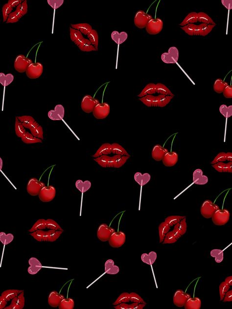 Nail Polish Wallpaper, Lips And Cherry, Cherry Background, February Wallpaper, Vintage Halloween Cards, Lip Wallpaper, Iphone Wallpaper Stills, Pink Wallpaper Girly, Wallpaper Themes