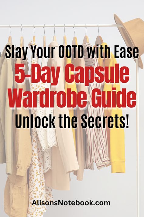 Ready to Elevate Your Style Game? Discover the Ultimate 5-Day Capsule Wardrobe with Alison's Notebook! Are you tired of staring at your closet, feeling like you have nothing to wear? Our capsule wardrobe guide will transform your wardrobe with versatile clothes and endless outfit ideas. Say goodbye to fashion stress, and hello to saving time and money by effortlessly mixing and matching outfits every day. Get your free capsule wardrobe guide now and slay your OOTD every day! Mouth Wrinkles, 5 Outfits, Decision Fatigue, Classic White Shirt, Crisp White Shirt, Saving Time, Versatile Outfits, Different Outfits, Classic Outfits