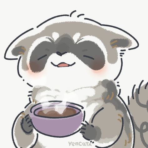 Racoon Drawings, Raccoon Drawing, Raccoon Art, Cute Raccoon, Alone Time, Cute Kawaii Drawings, Cute Doodle Art, Kawaii Animals, Racoon