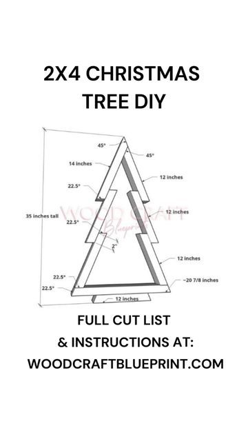 Wood Craft Blueprints with Jen on Instagram: "The 2x4 Christmas Tree is perfect for all skill levels and you can make your own too with my instructions.

You just need a few tools, 2x4 lumber, and my free tutorial and you'll be able to pump these out all season long. 

Find the plans here and happy building: https://www.woodcraftblueprint.com/diy-wood-christmas-tree-plans-with-2x4s

#diy #diychristmas #diychristmasdecor #diyprojects #christmasdecorations #christmasideas #woodworkingproject #learntobuild #2x4tree #diychristmastree" Christmas Tree Made With 2x4, Wood Projects Blueprints, Wood Christmas Trees Diy Plans, Wood Christmas Tree Diy 2x4, Make A Wooden Christmas Tree, Christmas Tree Plans, 2 By 4 Christmas Tree, Diy Wood Christmas Tree Plans From 2x4, Wood Craft Blueprints