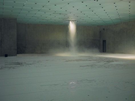 Pierre Huyghe’s L’Expédition Scintillante, Act 1: Untitled (weather score), 2002, a weather room incorporating real falling rain, snow, and fog, installed at the Kunsthaus Bregenz in 2002. MARKUS TRETTER, KUB/©PIERRE HUYGHE/COURTESY THE ARTIST AND HAUSER & WIRTH Pierre Huyghe, Centre Pompidou Paris, Centre Pompidou, Paris Art, French Artists, Art Blog, Installation Art, Art World, All Art