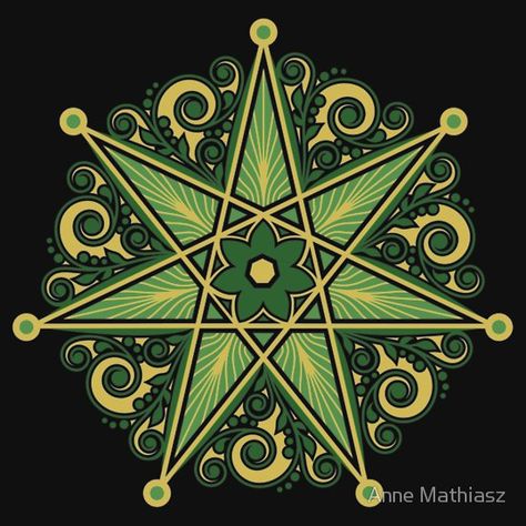 Elven Star, Symbol Perfection & Protection, Heptagram, Magic Elven Symbols, Fairy Symbols, Fantasy Symbols, Painting Movement, Elven Magic, Fae Fashion, Hedge Witchery, Fairy Star, Star Fairy