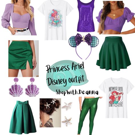 Diy Ariel Costume Women Easy, Disney Hoco Costumes, Princess Ariel Outfit Ideas, Princess Themed Outfits Disney Inspired, Ariel Inspo Outfit, Ariel Disney Bounding, Ariel Inspired Outfit, Ariel Outfit Ideas Disneybound, Disney Women Costumes