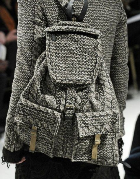 rdaviesman: “ Chunky Knit Backpack ” Mesh Backpack, Vogue Knitting, Minecraft Pixel Art, Knitted Wit, Knitting Accessories, Crochet Handbags, Knit Fashion, Knitted Bags, Knitting Inspiration