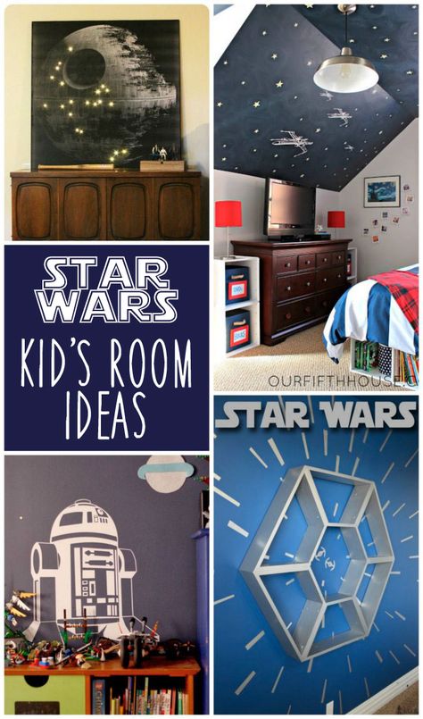 Creative Star Wars Kid's Room Ideas - lot of DIY projects for the Star Wars enthusiast Star Wars Bedroom Decor, Star Wars Zimmer, Star Wars Ideas, Star Wars Kids Room, Star Wars Boys Room, Decoracion Star Wars, Boys Room Diy, Star Wars Bedroom, Star Wars Nursery