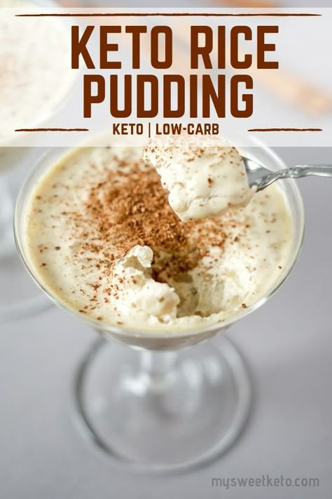 Keto Rice Pudding, Keto Rice, Keto Pudding, Low Carb Rice, Rice Pudding Recipe, Postre Keto, Low Carb Dessert, Vegan Keto, Diet Vegetarian